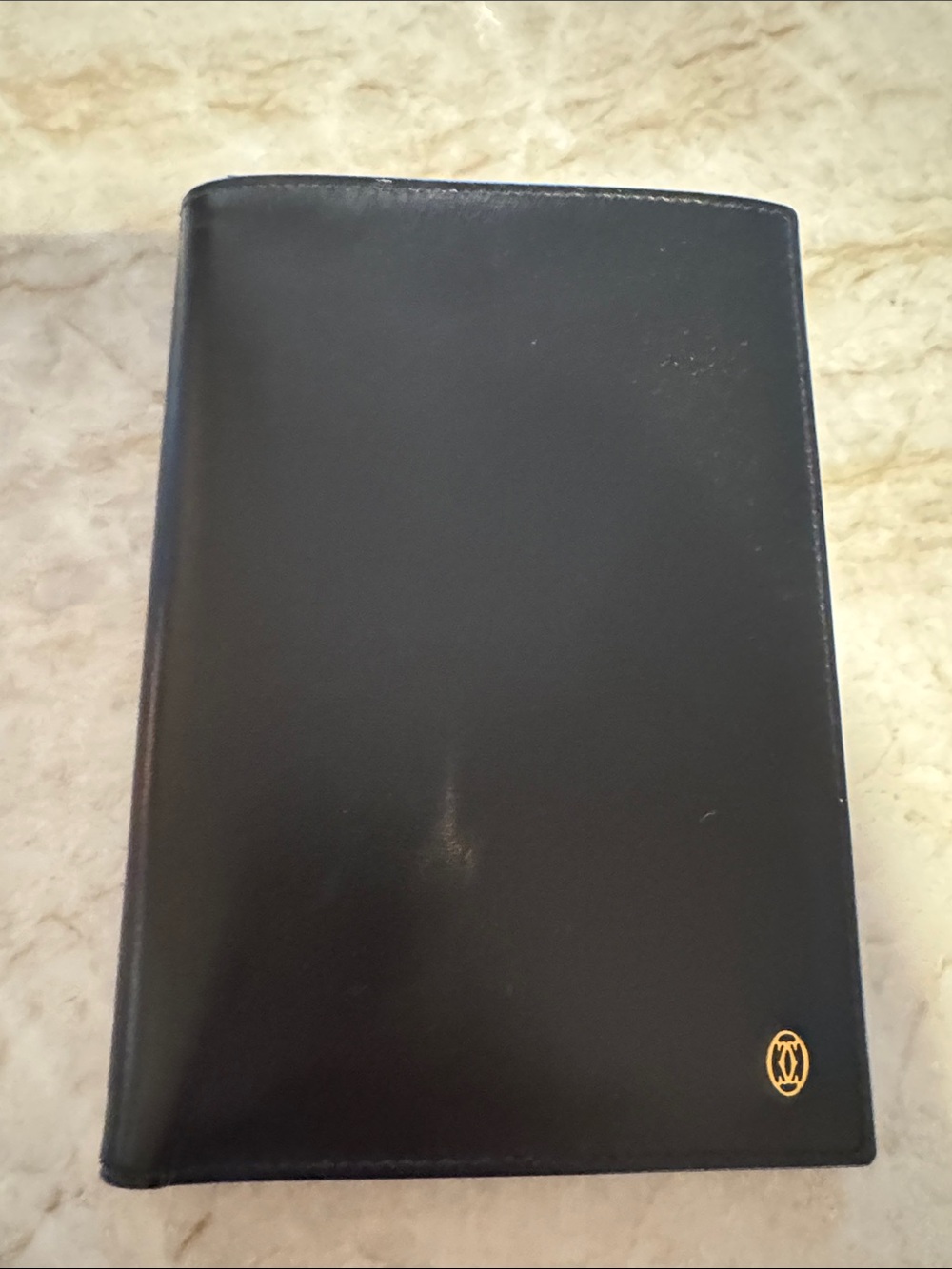 Cartier Black Leather Card & Key Holder with Gold Emblem